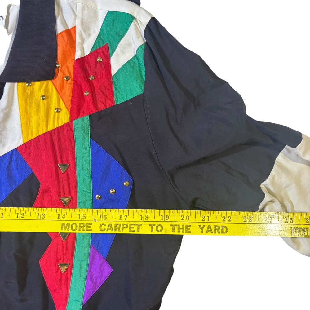 Vintage Saint Germain Sport Colorblock Studded Jumpsuit Black Multi PF‎ 88441 40 - Picture 11 of 14